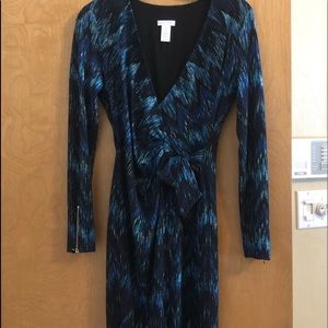 Long sleeve blue dress cache